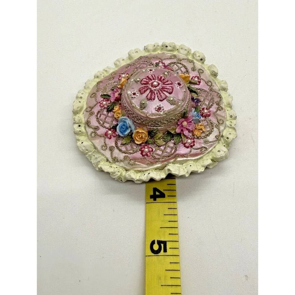 1999 Victorian Floral Hat Trinket Jewelry Box‎ Nostalgic Vintage Rare Hinged NEW